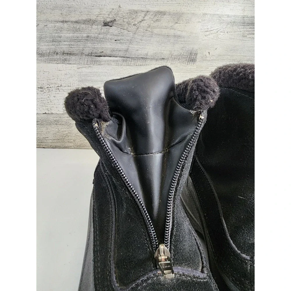 Sorel Crestwynd Winter Boots Women 9.5 Black Zip Front Faux Fur Trim Fair‎